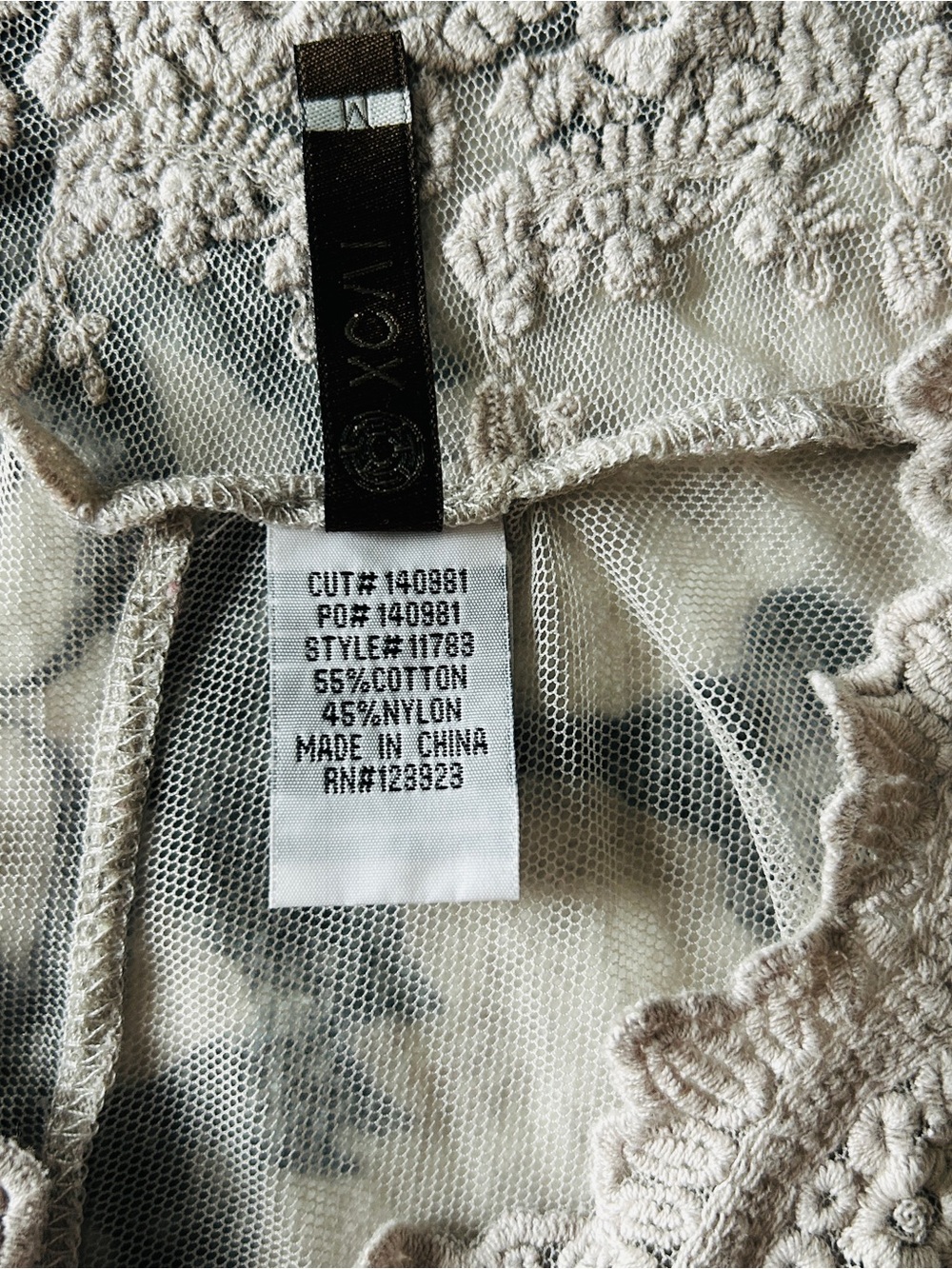 XCVI Lace-Embroidered Sheer Peasant Blouse in Taupe - Picture 4 of 5